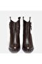 Large Size Women's Short Cowboy Boots 41-42-43-44-45-Brown Leather - 2
