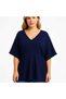Women's Plus Size Navy Blue, Collar and Sleeve Mouth Lace Detailed V-Neck Tunic 65N39176 - 4