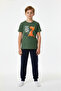 Cotton Short Sleeve Pocketed Leg Band Boys Pajama Set |   Green - 4