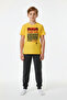 Cotton Short Sleeve Pocketed Leg Band Boys Pajama Set |   Yellow - 4