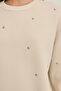Cream Crew Neck Stone Detailed Long Sleeve Sweatshirt - 4