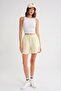 4548 Women's Elastic Waist Muslin Shorts Pastel Yellow - 2