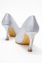 Women's Line Patterned Stiletto Shoes; Silver Striped - 4