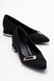 Women's Buckle Heeled Shoes; Black Zra