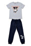 Cotton Short Sleeve Pocketed Leg Band Boys Pajama Set |   Gray