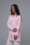 Women's Powder Winter Special Lace Pearl Stone Design Maternity Pajama Set - 2