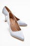 Women's Line Patterned Stiletto Shoes; Silver Striped