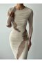 Patterned Crew Neck Slim Fit Lined Premium Tulle Dress - 3