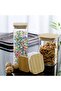 Set of 3 Square Glass Jars with Bamboo Lids, Airtight Storage for Pasta, Snacks (800-1600ML) - 3