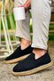 Ch305 Men's Casual Laceless Straw Sole Knitwear Classic Shoes Tht - Black - 5