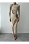 Patterned Crew Neck Slim Fit Lined Premium Tulle Dress - 2