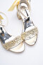 Gold Broken Glass Back Bow Heeled Evening Dress Shoes - 3