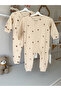 Baby Floral Patterned Beige Long Sleeve Jumpsuit - 2