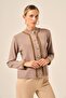 Women's Stripe Detailed Knitwear Cardigan Milk Coffee 25199 - 3