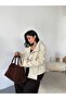 Women's Shawl Detailed Stand Collar Pocketed Jacket Coat - 6