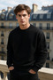 Men's Crew Neck Oversize Black Sweater - 4