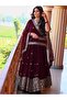 Maroon Blooming Georgette Blouse Lehenga Dupatta - HRT2482 | Maroon - 2