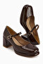 Junis Brown Patent Leather Women's Platform Heeled Shoes - 4