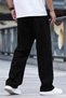 Men's Black Baggy Elastic Waist Lycra Straight Leg Loose Fit Stretchy Jean Denim Jeans Pants Rf0479 - 6
