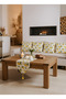 Lemon Flower Patterned Modern Decorative 4-Piece Throw Pillow Cover and Tasseled Runner Table Coffee Table Cover Set