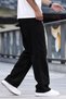 Men's Black Baggy Elastic Waist Lycra Straight Leg Loose Fit Stretchy Jean Denim Jeans Pants Rf0479 - 5