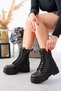 Mary Women's Black Leather Boots with Lace and Zipper Detail and Fleece Inside