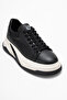 Men's Thick Sole Lace-Up Casual Shoes Genuine Leather Mc 22216 Black - 4