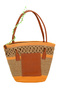 Jutty Orange Striped Jute Straw Beach Bag with Tan Leather Handles Drawstring Summer Shoulder Bag Bohemian Tote - 6