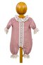 Dusty Rose Baby Girl Romper with Lace and Ruffle Details