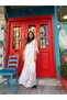 Floral Patterned White Silk Dress – Elegant and Feminine Design - 2