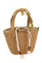 Jutty Bohemian Drawstring Straw Bag with Wooden Detailing Summer Beach Shoulder and Hand Bag - 3