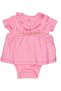 Floral Patterned Polka Dot Pink Baby Girl Skirted Bodysuit