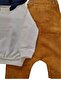 Corduroy Mustard Baby Boy Salopet & Hooded Sweatshirt 2-Piece Set - 3