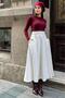 Women's Ecru Winter Melted Cotton Skirt Melton, Pocketed , High Waist, Long, Kiloş 700-3528330 - 6