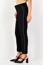 Women Cigarette Fit Textured Straight Leg Pants, Black - 4