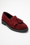 Mi̇lna Burgundy Suede Tasseled Genuine Leather Women's Loafer Shoes - 3