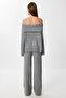 Open Shoulder Knitwear Sweater Pants Set Lmu0004 Gray - 7