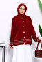 Angora Soft Knit Cardigan with Burgundy Piping Detail