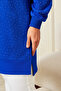 Women's Cobalt Blue Slit Tunic with Crystal Stone Accessories - 3