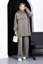 Khaki Tunic Pants Set with Snap Detail