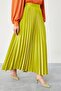 Oil Green Pleated Satin Skirt - 2