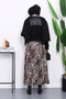 Black Leopard Patterned Jacket Skirt Suit - 4
