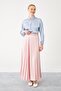 Pink Pleated Satin Skirt - 4