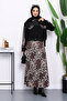 Black Leopard Patterned Jacket Skirt Suit - 2