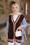 Brown Denim Garnished Soft Knit Cardigan - 3