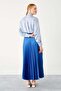 Cobalt Blue Pleated Satin Skirt - 4