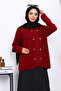 Burgundy Heart Button Detailed Angora Soft Knitwear Cardigan