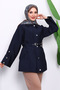 Navy Blue Snap Button Zippered Tunic - 3