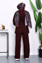 Burgundy Button Detailed Tunic Modal Suit with Trousers - 4
