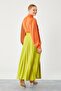 Oil Green Pleated Satin Skirt - 6
